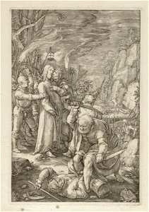 Jezus door Judas verraden Matheus 2647-56 Marcus 1443-52 Lucas 2247-53 Johannes 183-11. NL-HlmNHA 1477 53008471