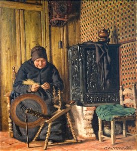 Jessen Carl Ludwig Alte Frau 90 Spinnrad Museumsberg Flensburg Heinrich-Sauermann-Haus