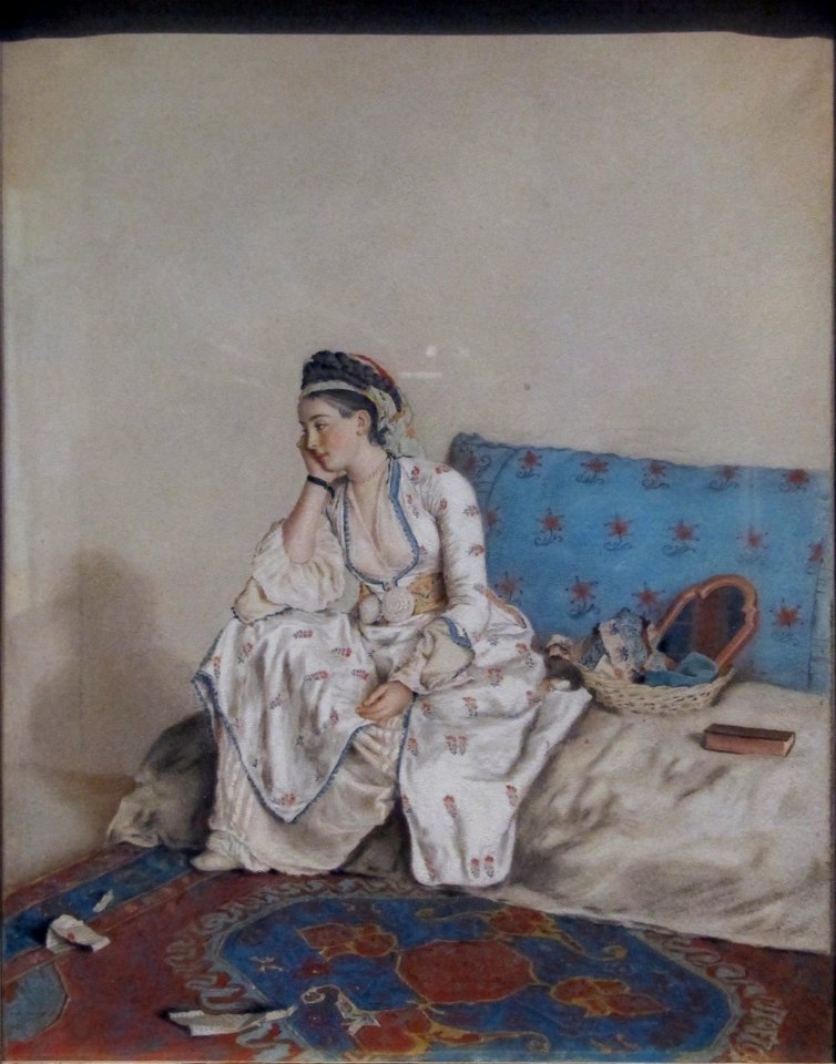 Jean-étienne liotard, dama pensierosa su un sofa, 1749, 02