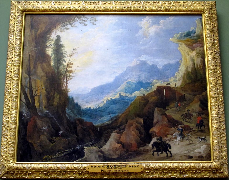 Joos de momper, paesaggio montano con quattro cavalieri, fine XVI-inizio XVII sec
