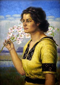 König, Albert-Junge Frau m Blütenzweig@Albert-König-Museum