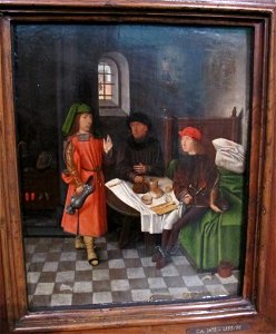 Jan mostaert (attr.), giuseppe spiega il sogno del faraone, 1500 ca. 01