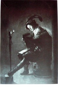 Judith Leyster - lute player by lamplight at full length