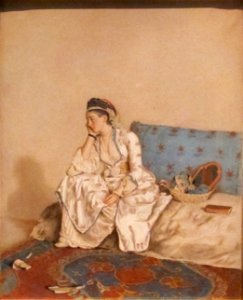 Jean-étienne liotard, dama pensierosa su un sofa, 1749, 01