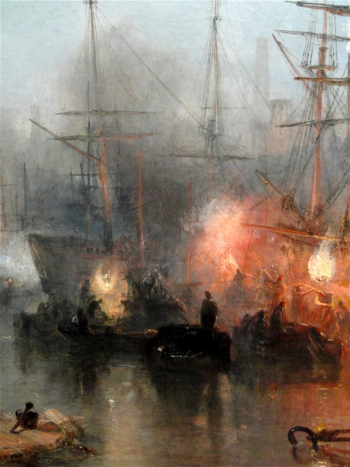 Keelmen Heaving in Coals by Moonlight by Joseph Mallord William Turner, 1835, oil on canvas, view 2 - National Gallery of Art, Washington - DSC00011