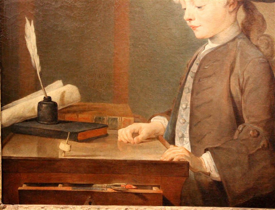 Jean-baptiste-siméon chardin, ritratto di auguste gabriel godefroy (scolaro che gioca a toton), 1741, 03