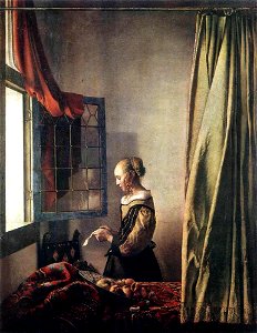 Jan Vermeer - Girl Reading a Letter at an Open Window. Free illustration for personal and commercial use.