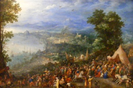 Jan Brueghel the Elder-Ansicht einer Hafenstadt. Free illustration for personal and commercial use.