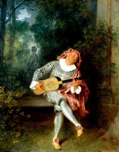 Jean-Antoine Watteau - Mezzetin. Free illustration for personal and commercial use.