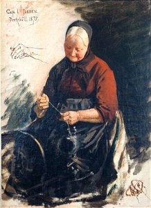 Jessen Carl Ludwig Alte Frau Spinnrad Museumsberg Flensburg Heinrich-Sauermann-Haus