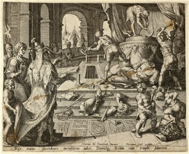Koning Cyrus laat het beeld van Bel aan stukken slaan Daniël 1422. NL-HlmNHA 1477 53008060
