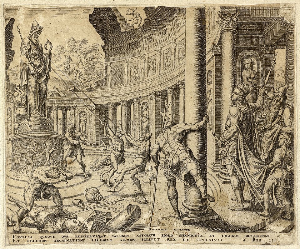 Koning Josia verwoest de tempels van Astarte, Kemos en Milkom 2 Koningen 2313. NL-HlmNHA 1477 53008058