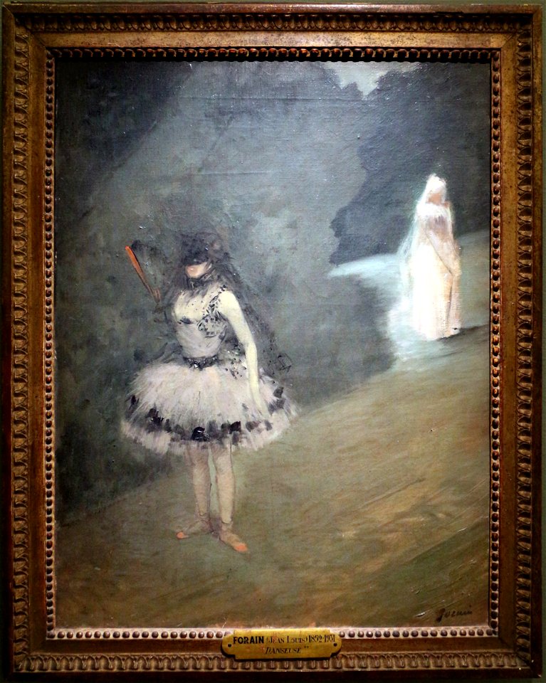 Jean-louis forain, ballerina al debutto deitro un pannello mobile, s.d