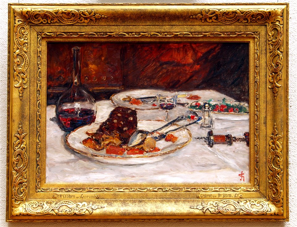 Jhr.Mr. Carel Nicolaas Storm van 's-Gravesande (1841-1924) Stilleven 'Boeuf à la mode', 1906, Olieverf op doek