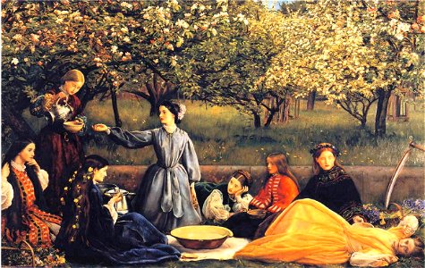 John Everett Millais - Spring (Apple Blossoms). Free illustration for personal and commercial use.