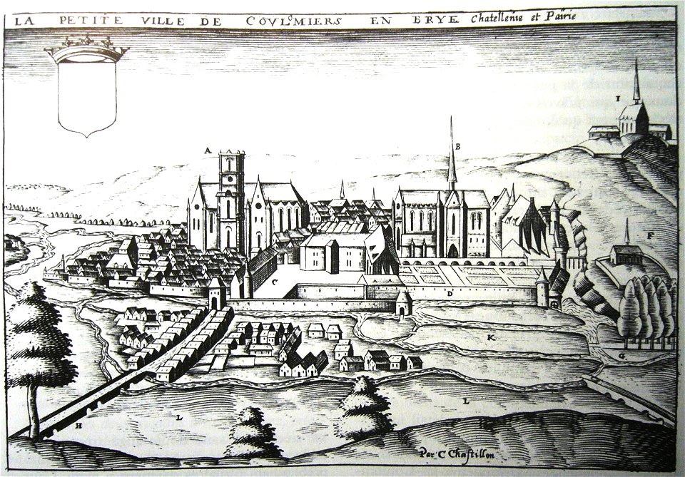 La ville de Coulommiers gravure de Chastillon de 1600