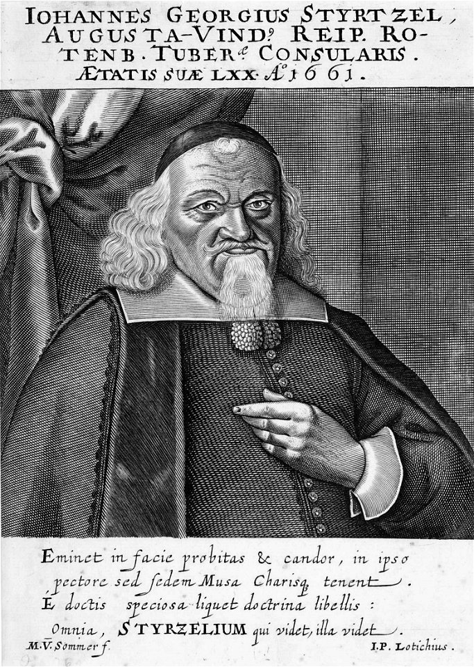 Johann Georg Styrzel Portrait 1661 with Text bw
