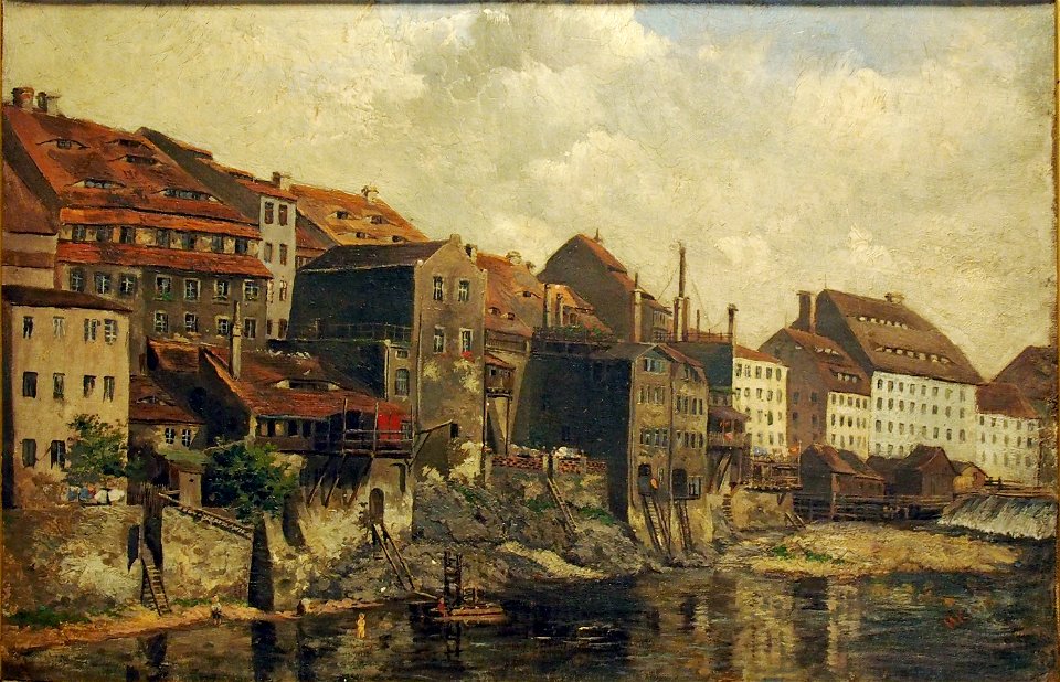 Kahl Neisse mit Dreiradmühle 18901900 Kulturhistorisches Museum Kaisertrutz Görlit