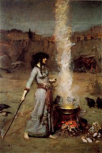 John William Waterhouse - Magic Circle. Free illustration for personal and commercial use.
