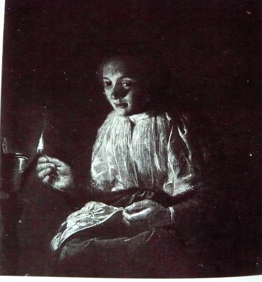 Judith Leyster - woman sewing by lamplight
