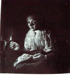 Judith Leyster - woman sewing by lamplight