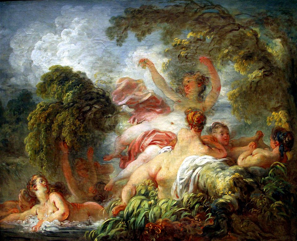 Las bañistas, por Jean-Honoré Fragonard
