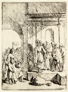 Juda smeekt Jozef hem tot slaaf te nemen en niet zijn jongste broer Benjamin Genesis 441-34. NL-HlmNHA 1477 53010319