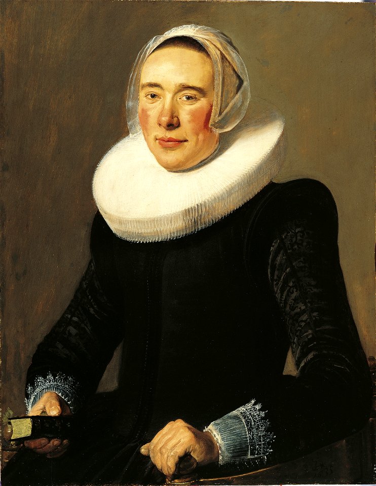 Judith Leyster - portrait of a woman in millstone collar and winged diadem cap FHM01 OS-65-8 W