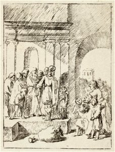 Juda smeekt Jozef hem tot slaaf te nemen en niet zijn jongste broer Benjamin Genesis 441-34. NL-HlmNHA 1477 53010320