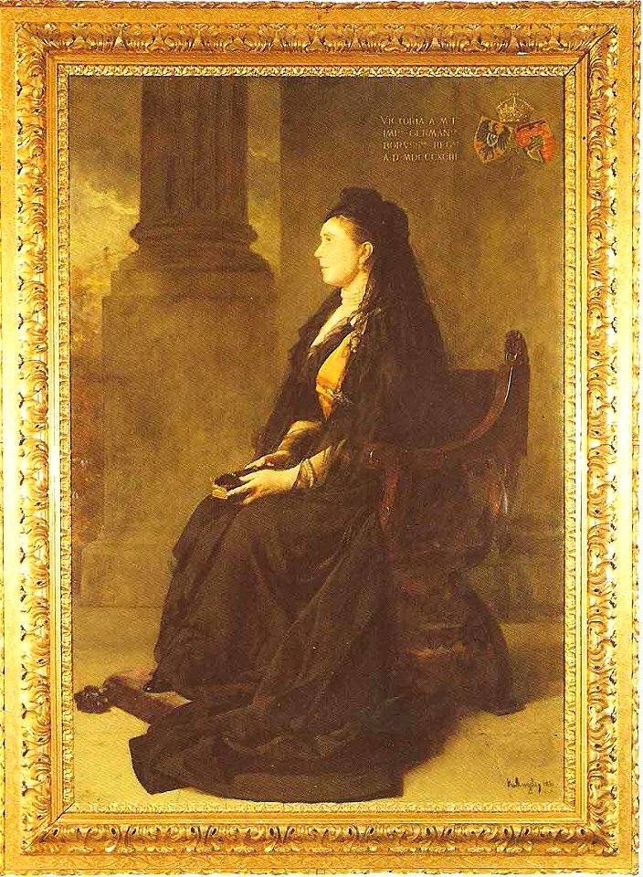 Kaiserin Friedrich 1894 Gemälde von H. von Angeli Schloss Friedrichshof