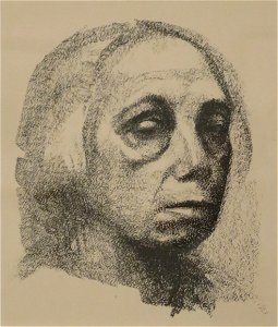 Self-Portrait by Käthe Kollwitz, 1920, lithograph. Free illustration for personal and commercial use.