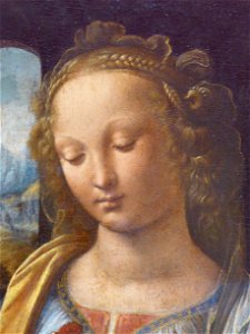 Leonardo da Vinci — Madonna with clove — detail of Madonna