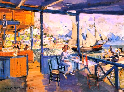 Konstantin Korovin - Pier in Gurzuf. Free illustration for personal and commercial use.