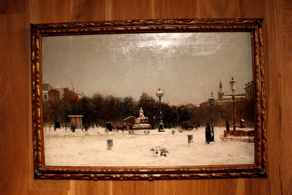 La Cibeles y el Paseo de Recoletos en día de nevada. Museo de Historia de Madrid