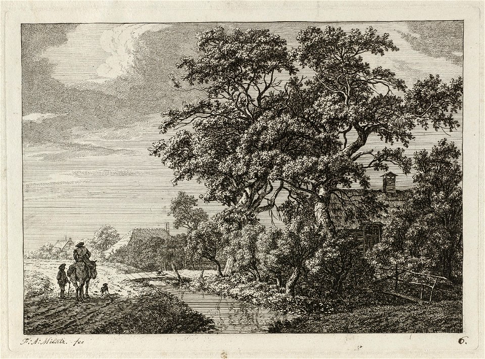 Landschap met een sloot en boerderijen. NL-HlmNHA 1477 53010879