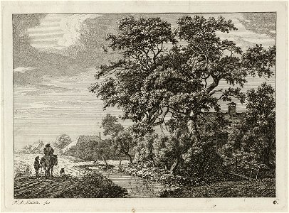 Landschap met een sloot en boerderijen. NL-HlmNHA 1477 53010879