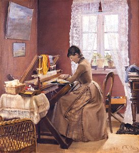Laurits Andersen Ring Johanne WIlde at Her Loom-1892