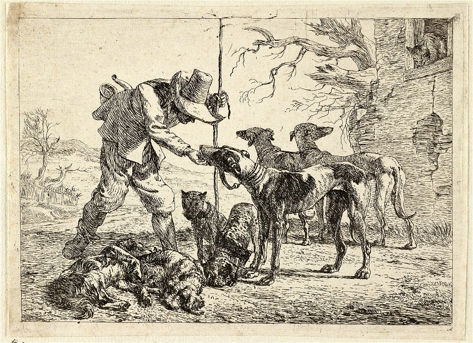 Jager met zeven honden. NL-HlmNHA 1477 53009539