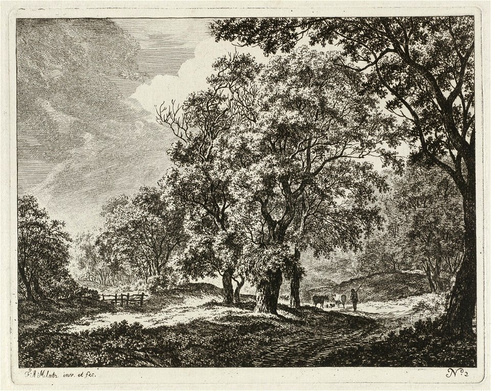 Landschap met een boer en zijn vee. NL-HlmNHA 1477 53010889
