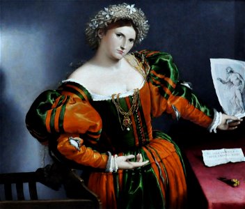 Lorenzo Lotto (c. 1480 – c. 1556) Portret van een vrouw geïnspireerd door Lucretia - National Gallery Londen 5-3-2015 11-07-51
