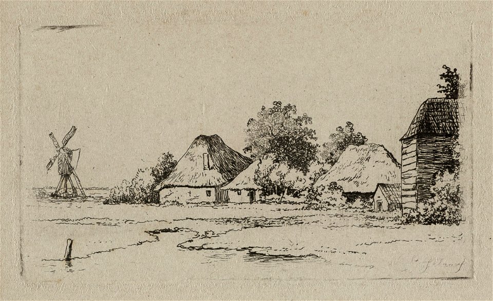 Landschap met boerderijen en een molen. NL-HlmNHA 1477 53012056