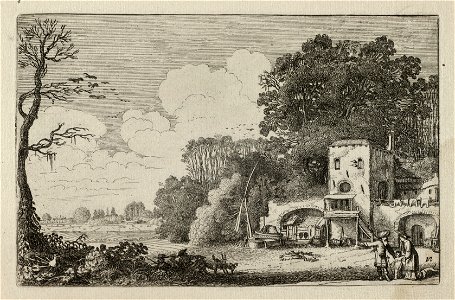 Landschap met de wegzending van Hagar en Isamel (Gen. 219-21). NL-HlmNHA 53012449