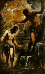 Le Tintoret - Le Baptême du Christ. Free illustration for personal and commercial use.