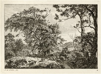 Landschap met herder en een kudde op een weg, NL-HlmNHA 1477 53010876