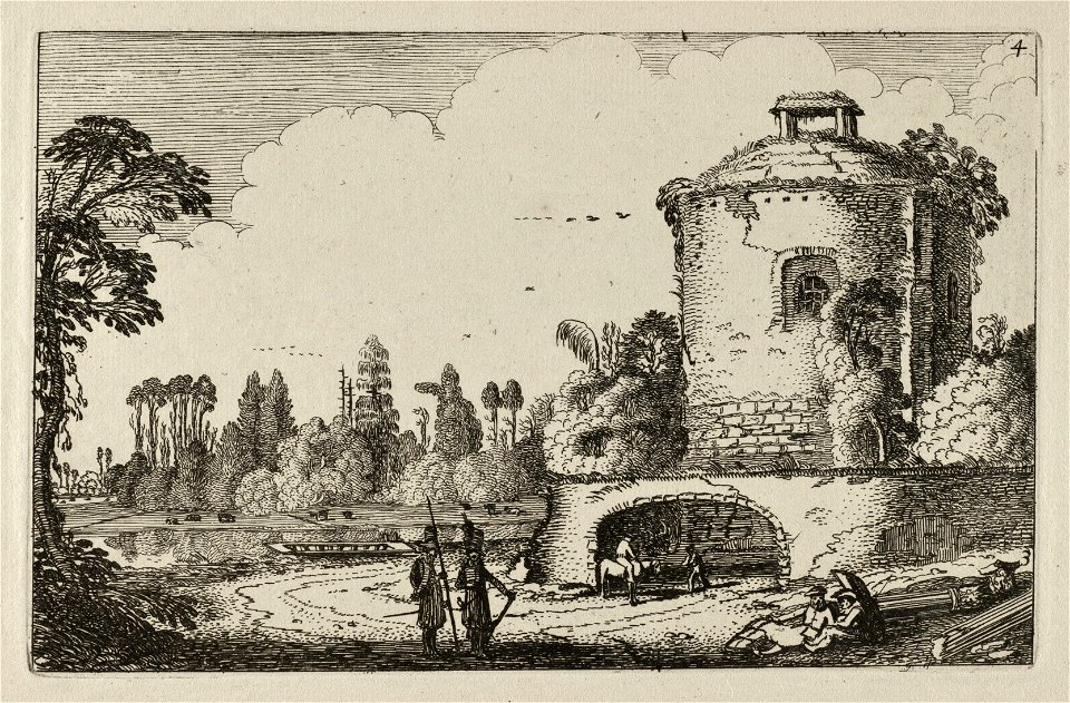 Landschap met een ronde toren. NL-HlmNHA 53012454