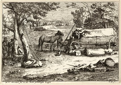 Landschap met kar en figuren. NL-HlmNHA 1477 53009189