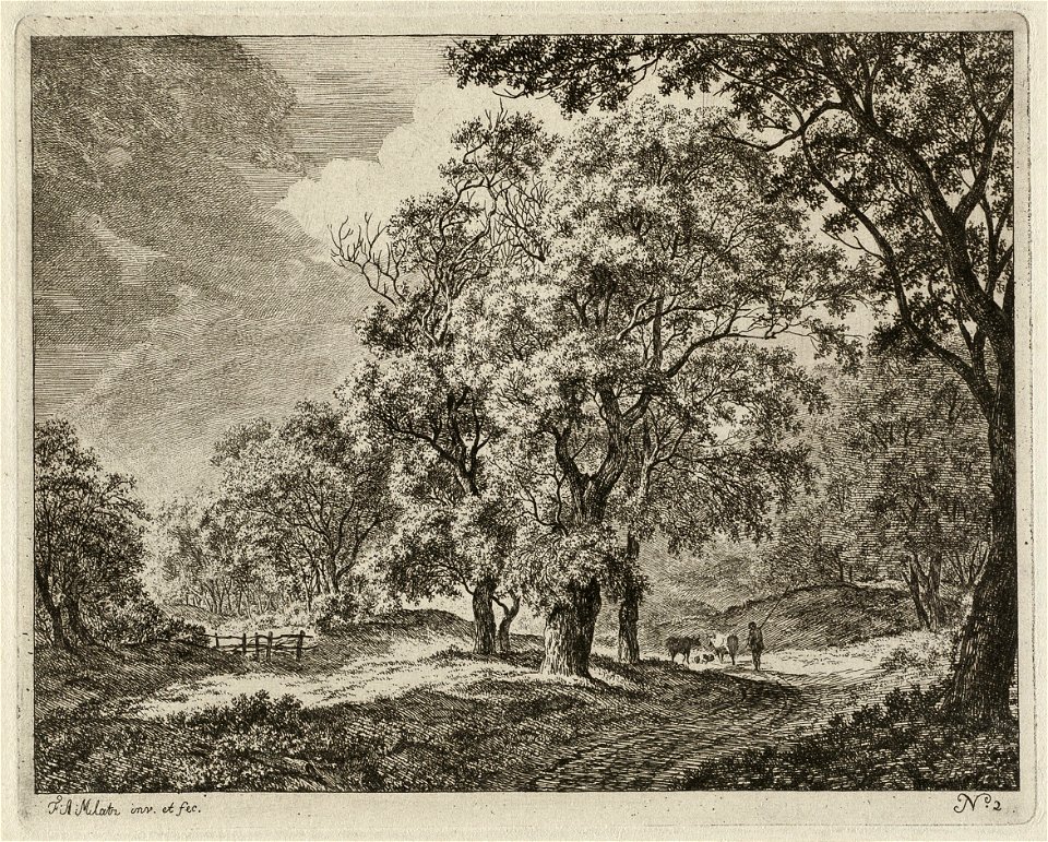 Landschap met een boer en zijn vee. NL-HlmNHA 1477 53010890