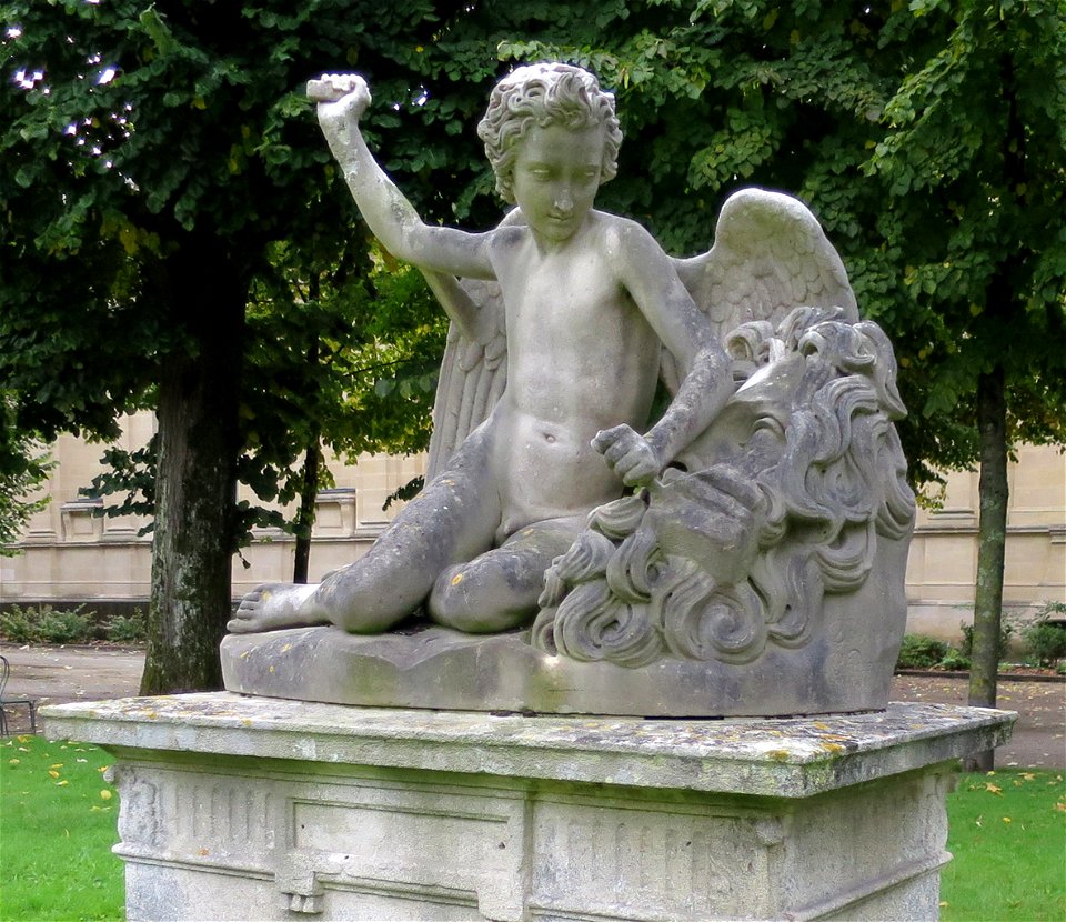 Le Génie de la sculpture dégrossissant le masque de Jupiter.Collection Musée des Beaux-Arts-Mairie de Bordeaux