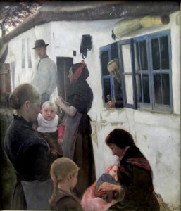 Laurits Andersen Ring (5)Personen vor Haus