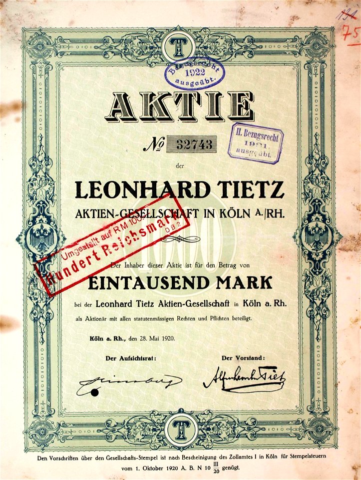 Leonhard Tietz AG 1920